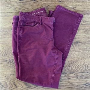 Burgundy Corduroy Straight Leg Pants